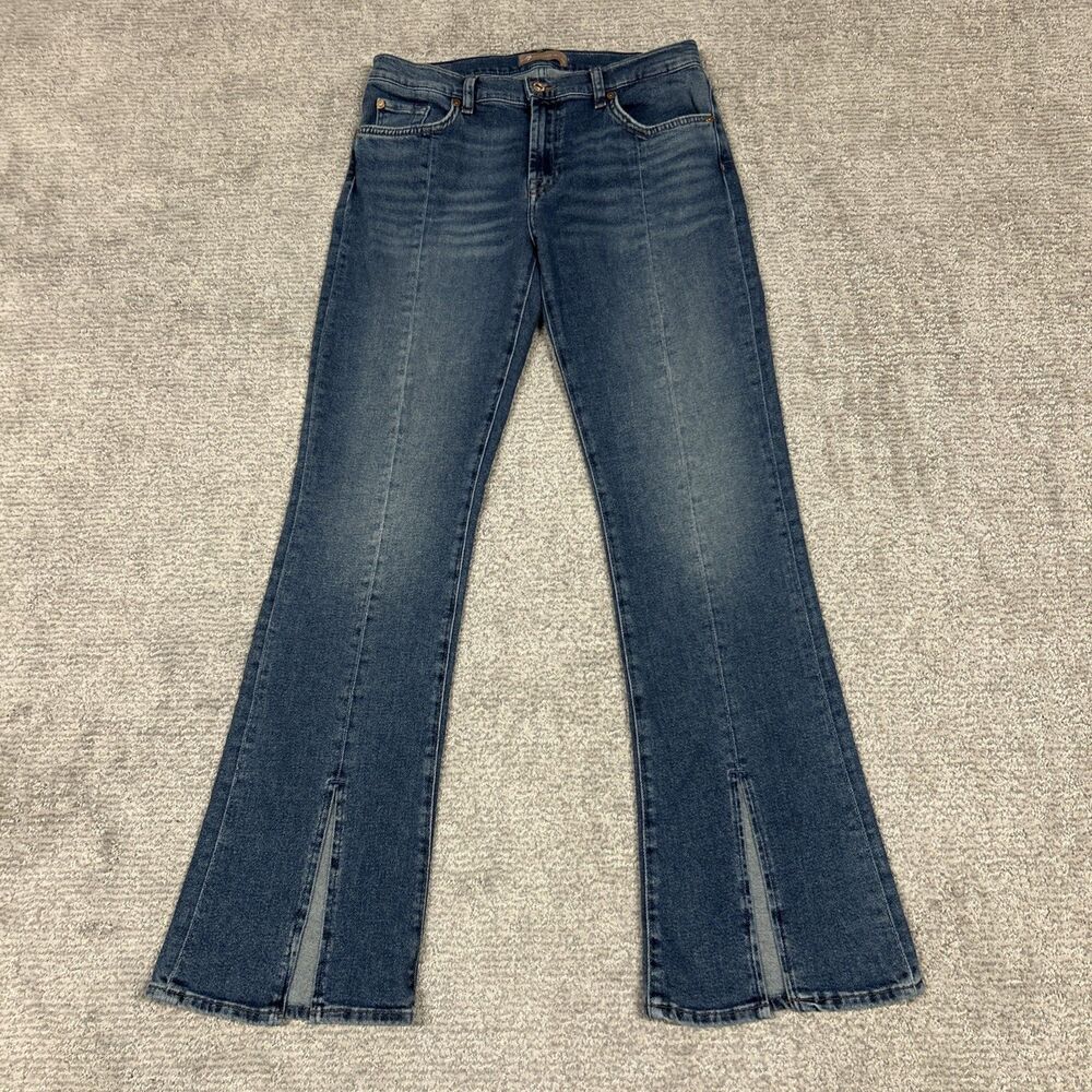 Seven 7 For All Mankind Bootcut Jeans Women 30 Med Wash Stretch Split Hem